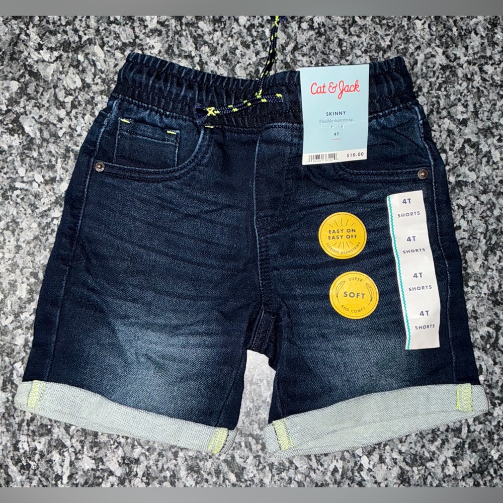 NWT~ 2 Cat & Jack Kids Denim Shorts - Dark Blue and light blue